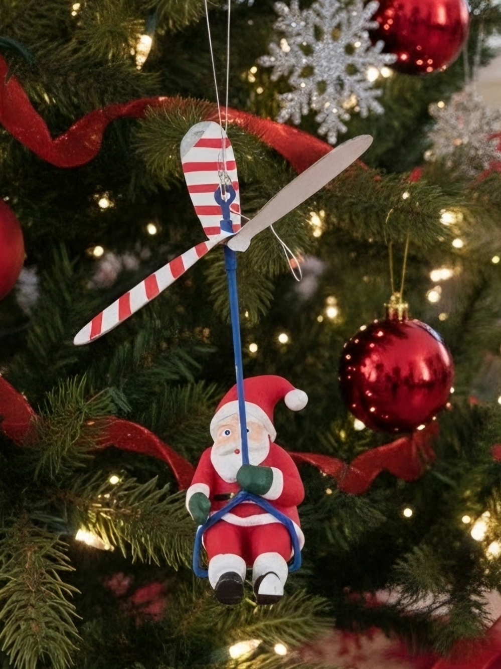 Unique Hanging Santa Gyrocopter Ornament